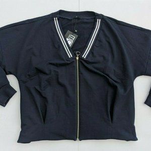MADE OF EMOTION MOE Women's Sz Large Navy Zipper Closure Jacket NWT